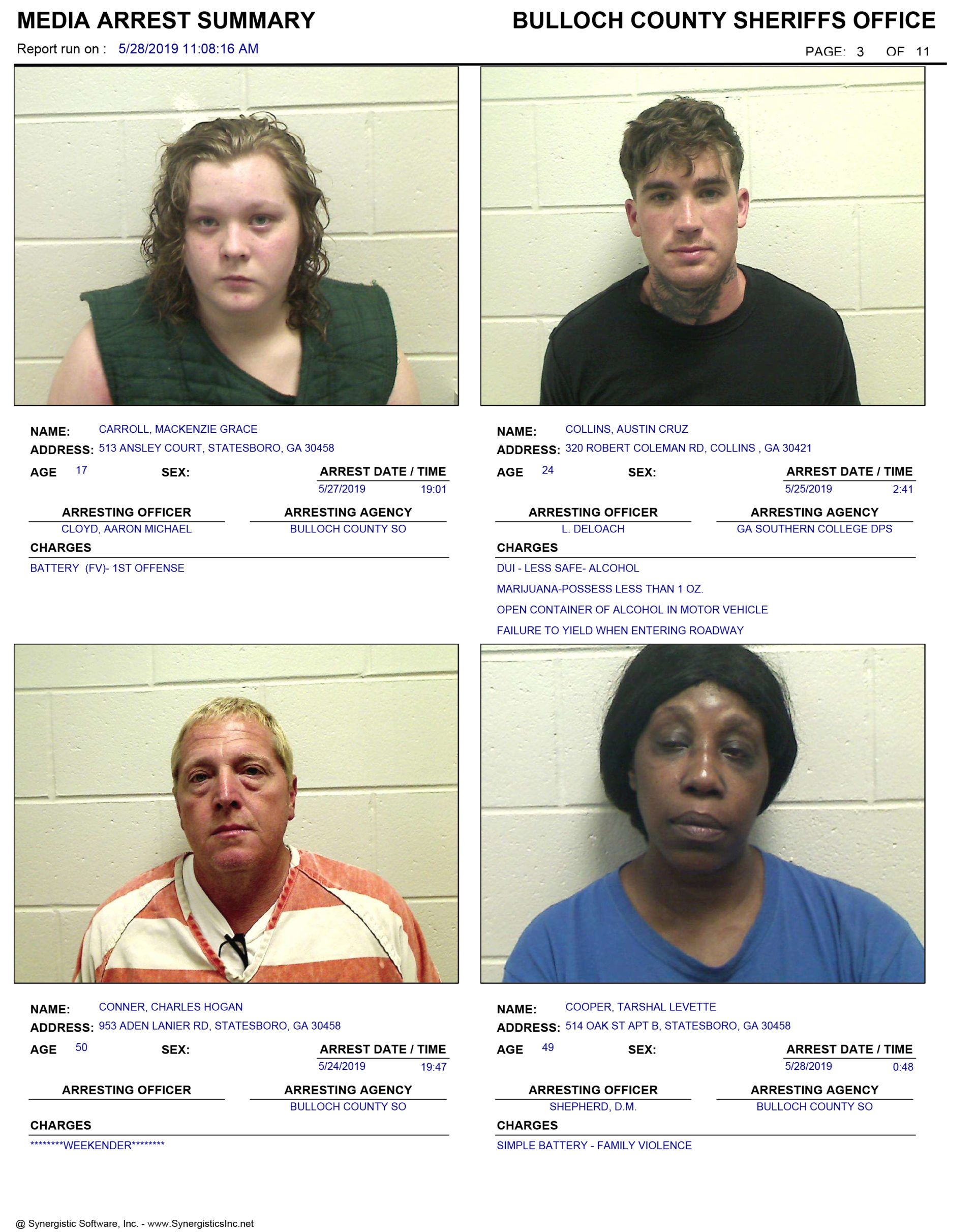 05/28/2019 Booking Report for Bulloch County - AllOnGeorgia