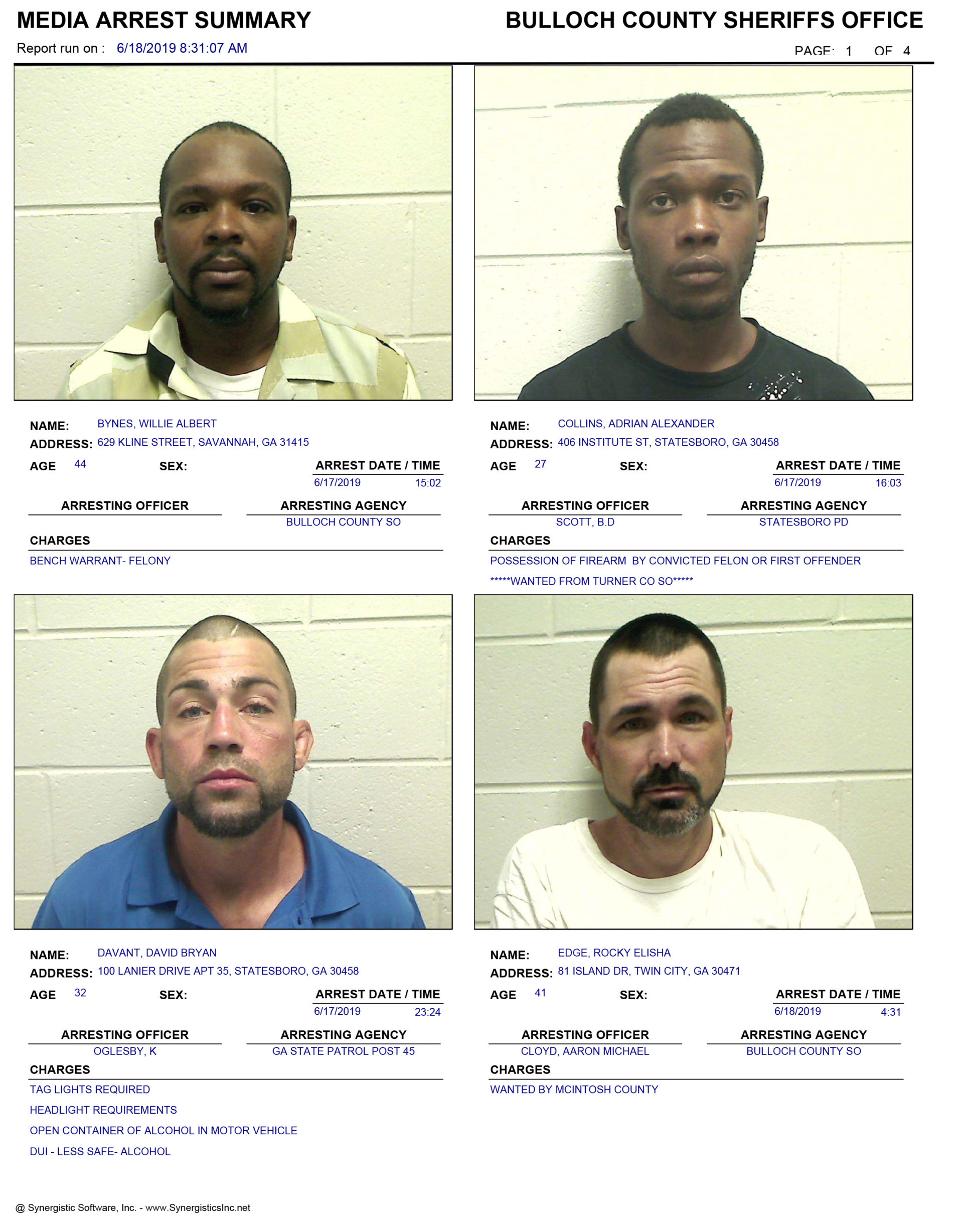 Recent Arrests In Coffee County Ga 06/18/2019 Booking Report for Bulloch County - AllOnGeorgia