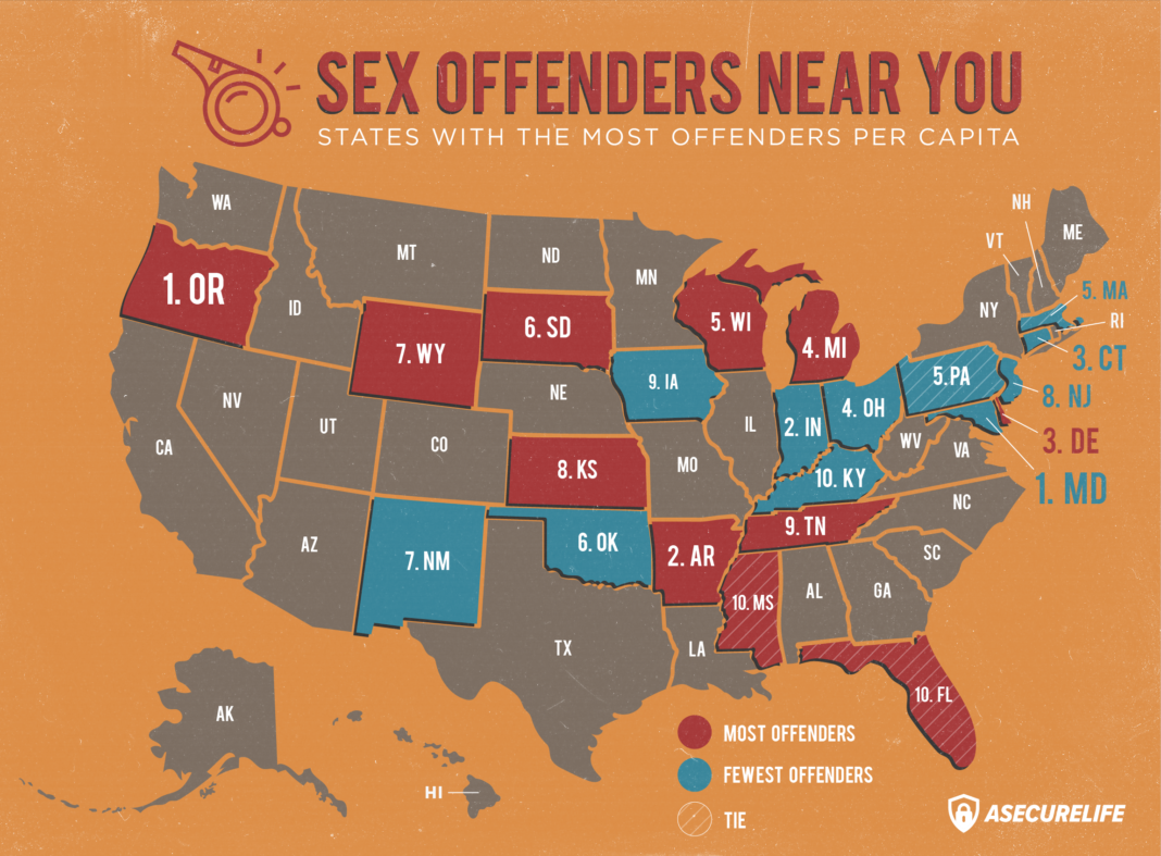 Map Monday States With The Most Sex Offenders Per Capita Allongeorgia 4085