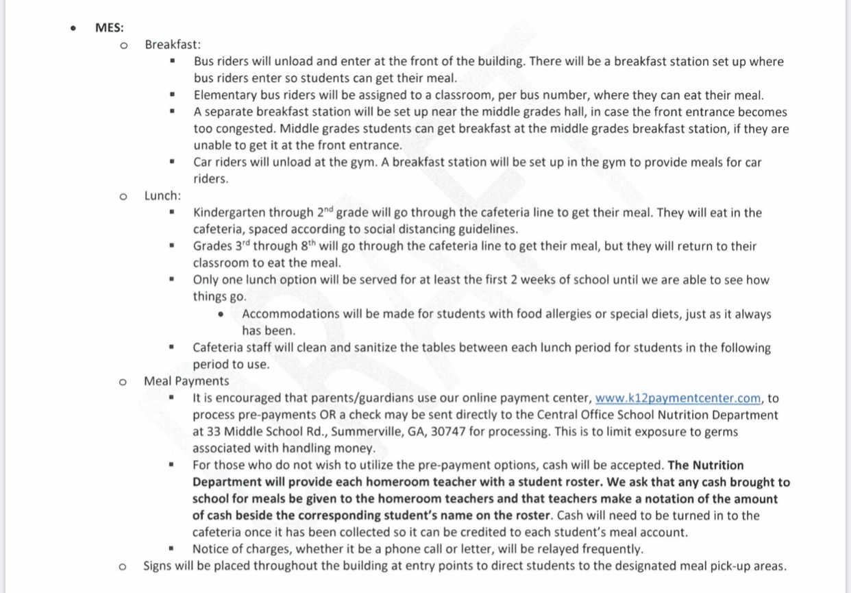 Chattooga County Schools District Reopening Scenarios for Fall 2020