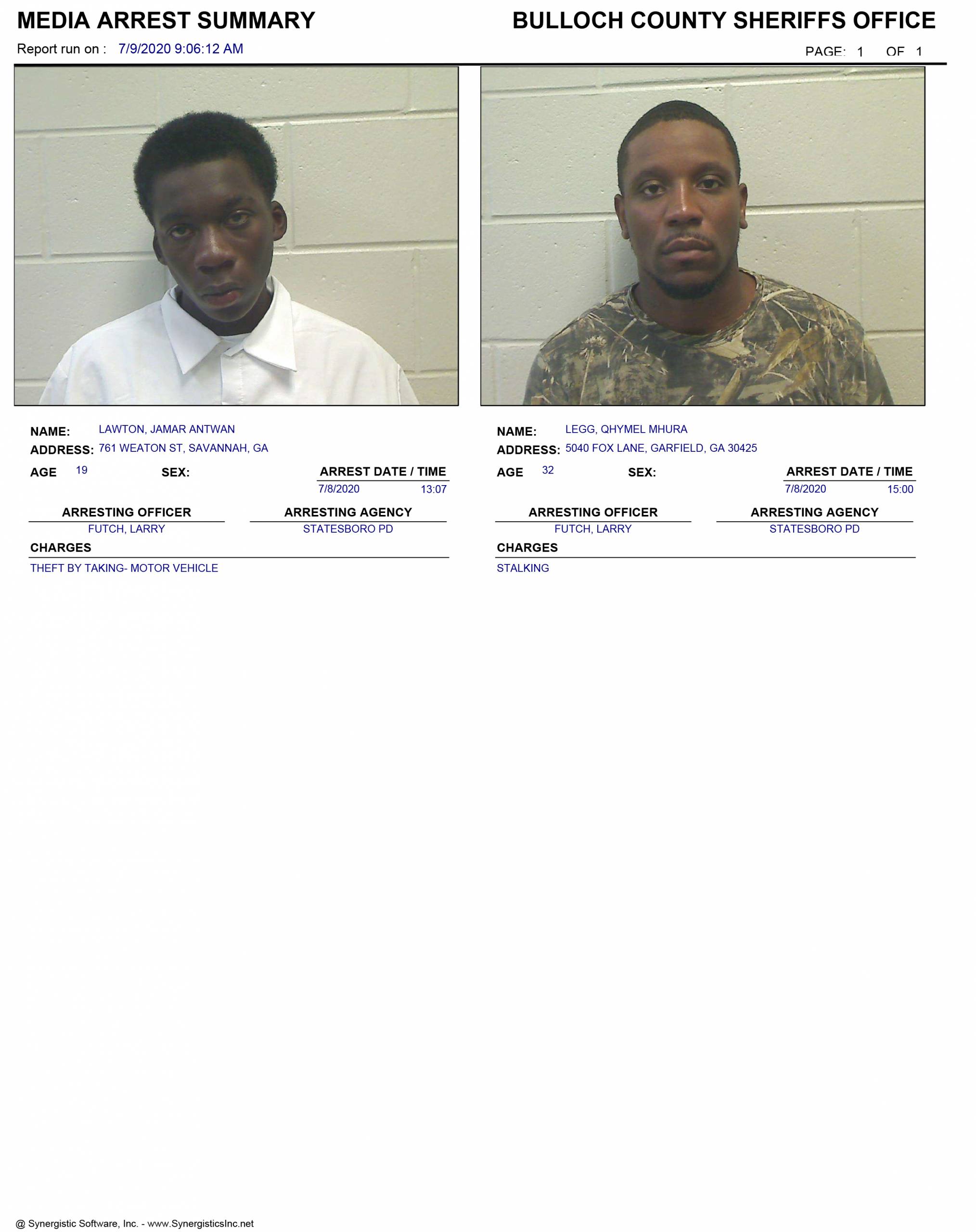 booking report bulloch county