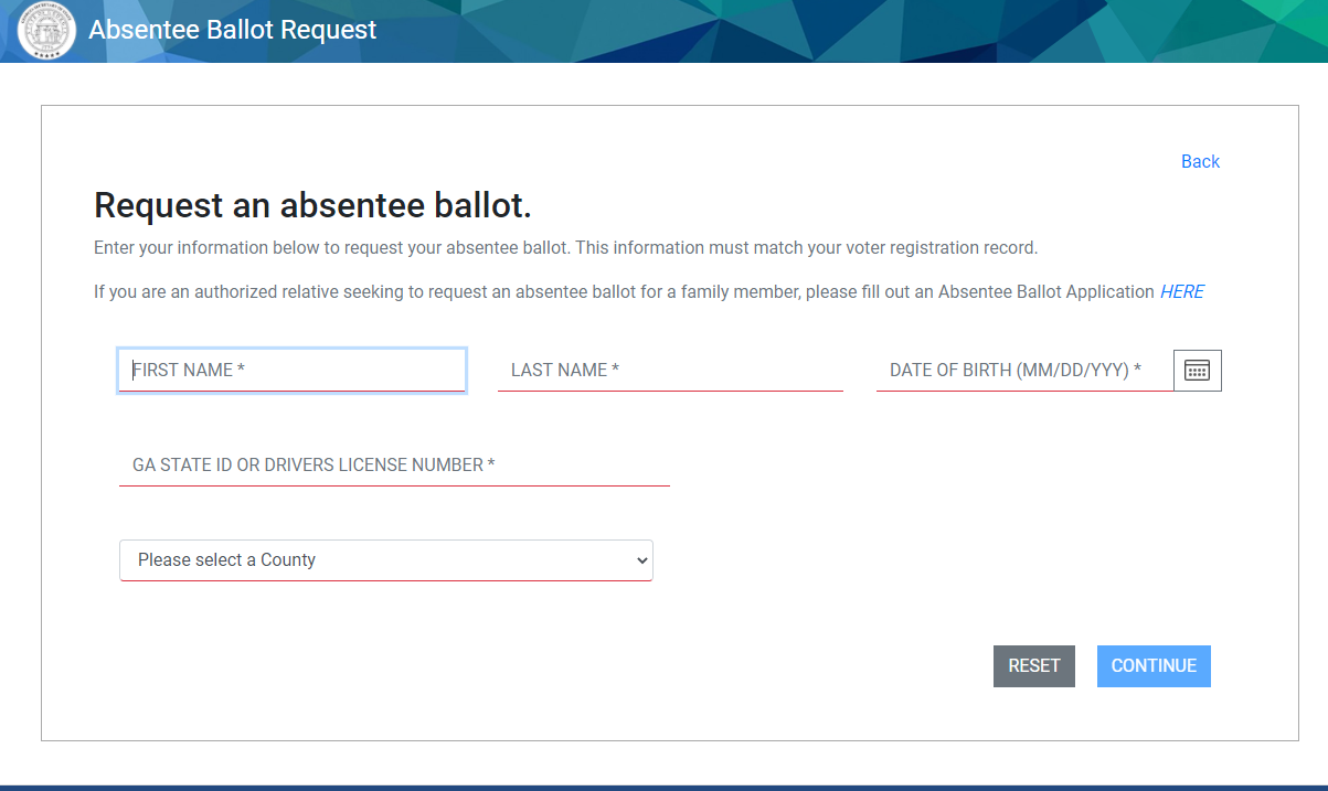 absentee ballot request