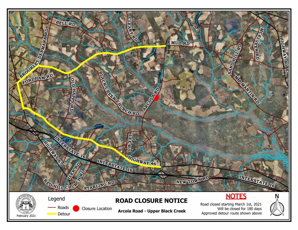 Section of Arcola Road Temporarily Closed Beginning Next Month