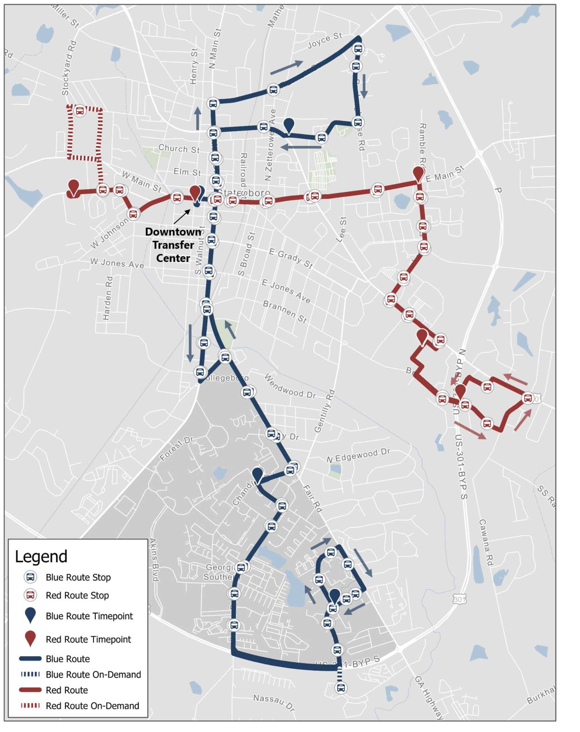 city of statesboro transit route map