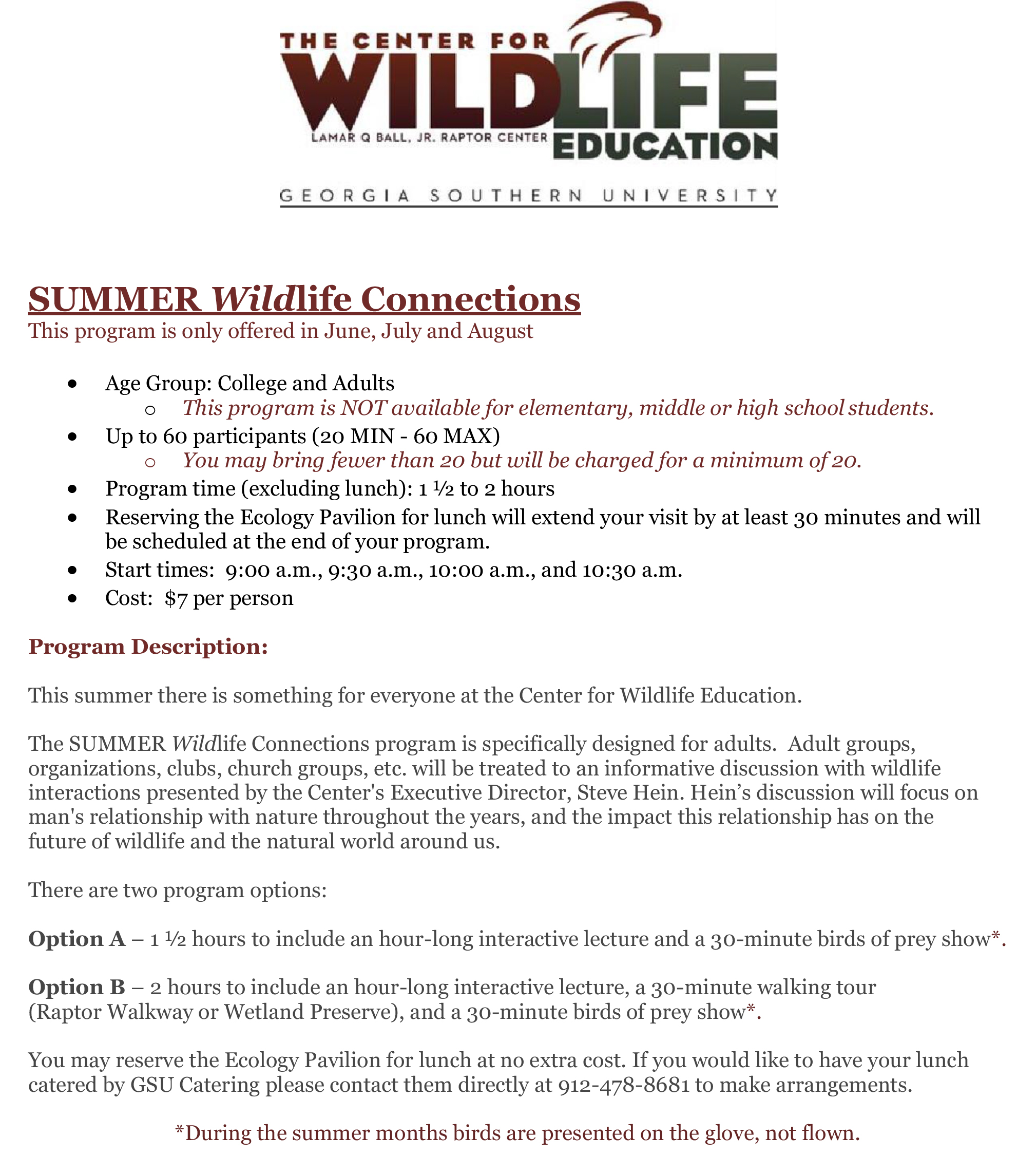 Summer-Wildlife-Connections gsu wildlife center summer program 2021