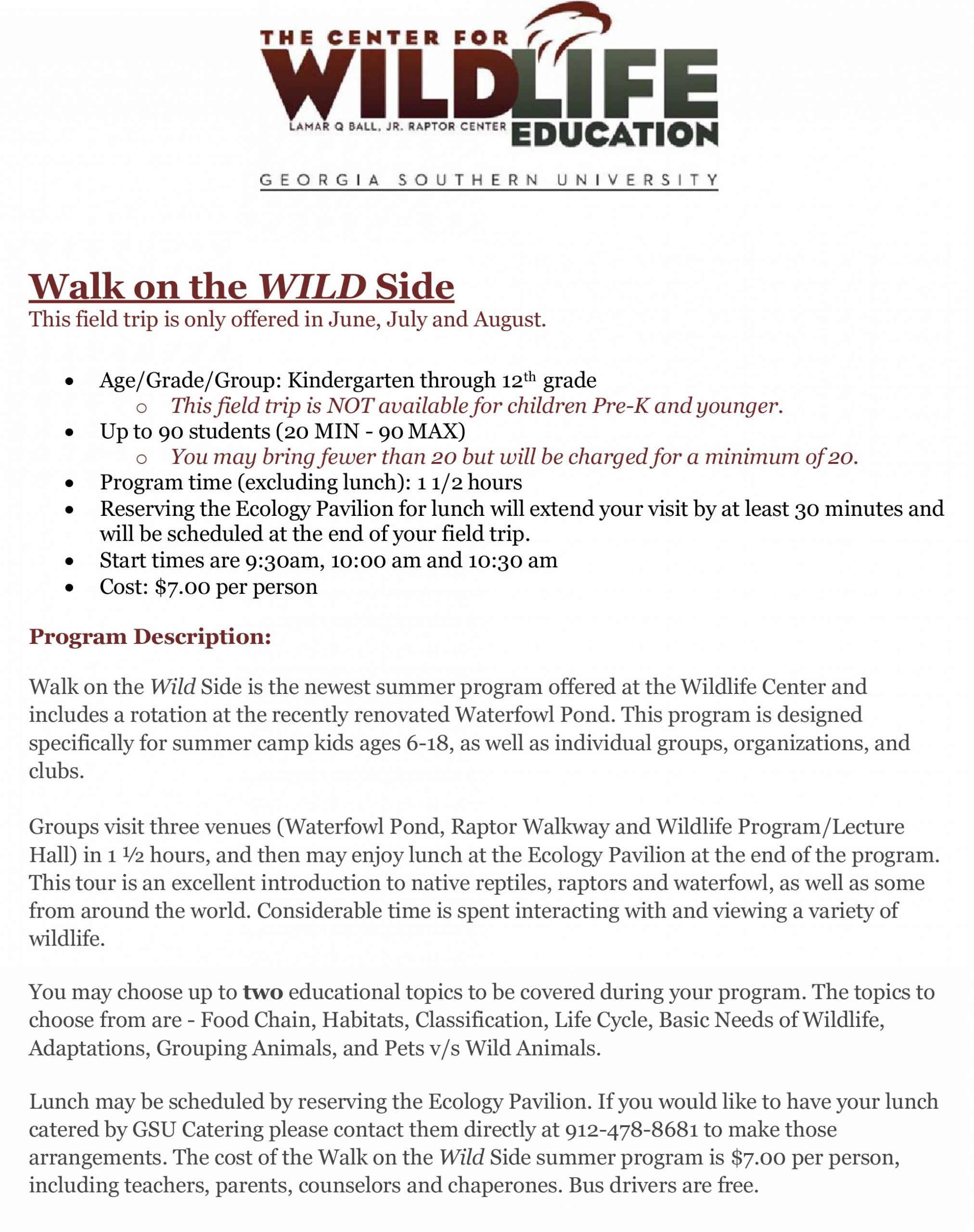 Walk-on-the-Wild-Side gsu summer program wildlife center 2021