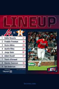 Braves Play World Series Game 3 Tonight in Atlanta at Truist Park