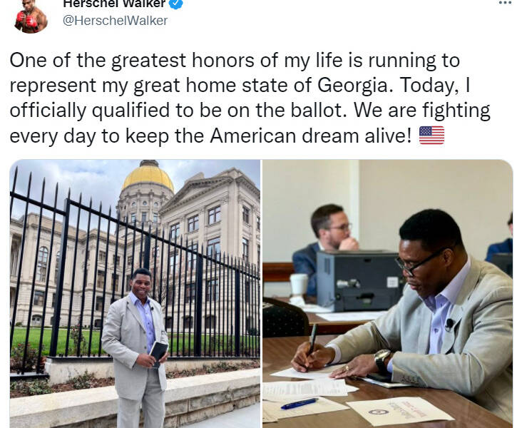 Herschel Walker Announces Official Qualification to Run for U.S. Senate
