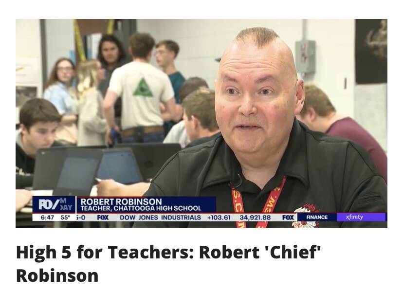 Chattooga's Chief selected as a Finalist for High Five for Teacher