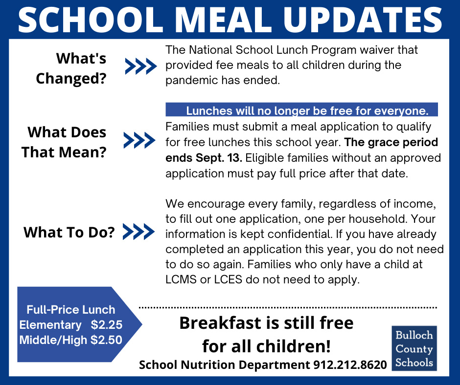 bulloch schools free meals