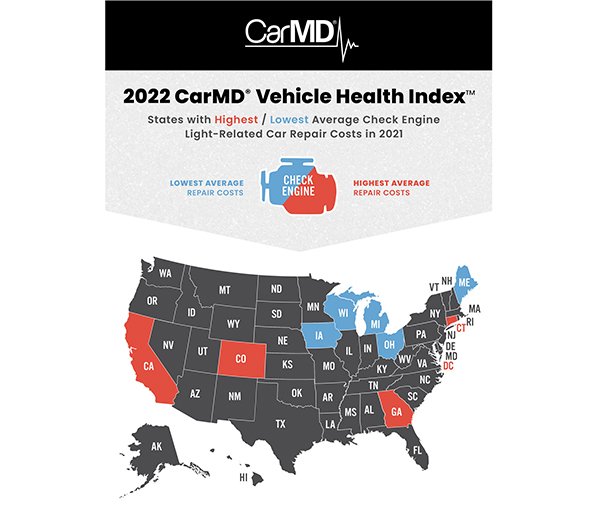 CarMD Releases Check Engine Car Repair Costs Per State, Georgia in Top 5 for Highest