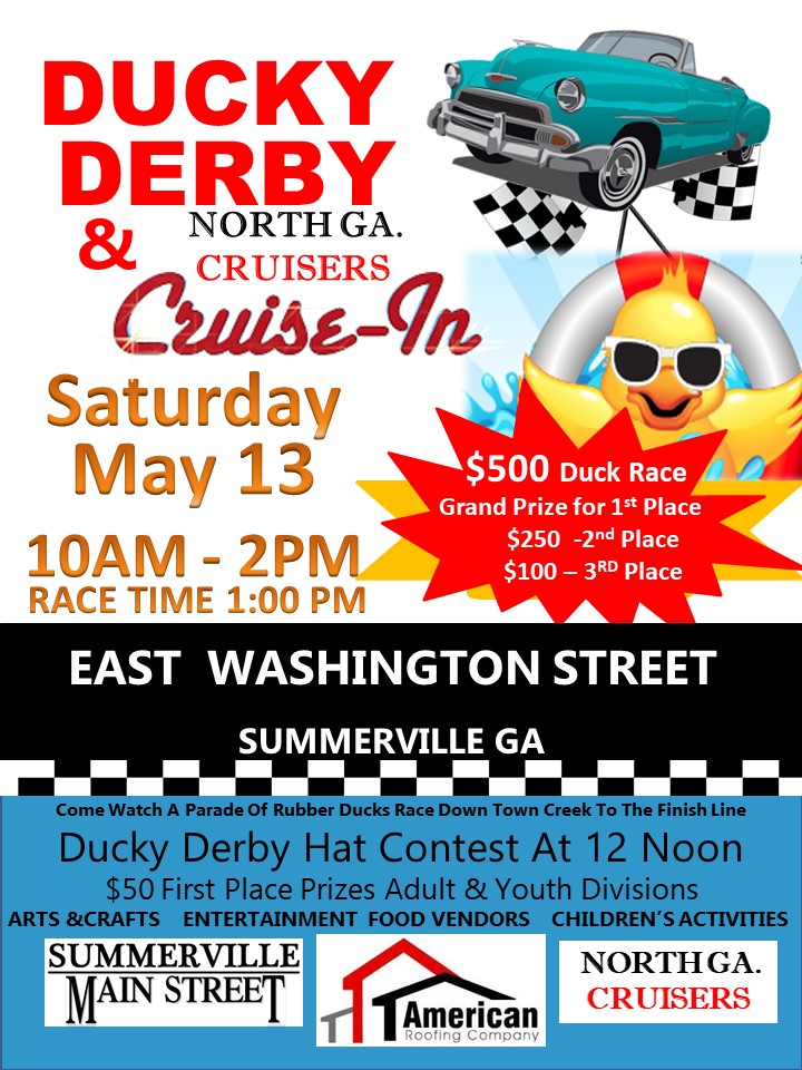 Duck Derby and Classic Car Cruise In returning to Summerville