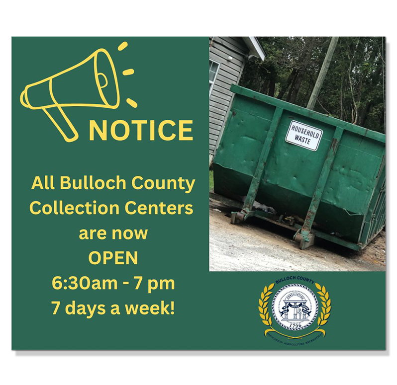 bulloch waste centers open 7 days