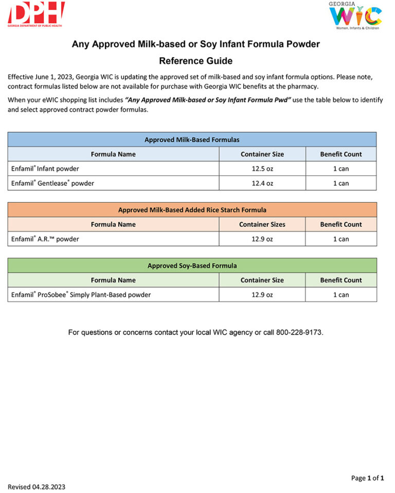 WIC Discontinuing Nonstandard Size, NeuroPro Formula Approval June 1