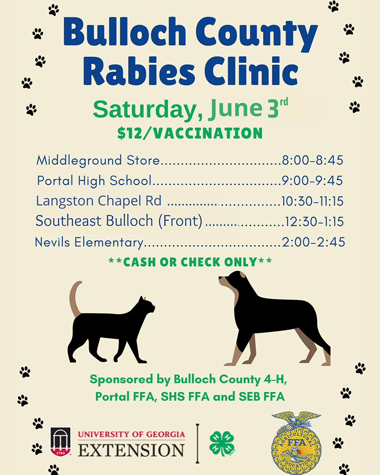 bulloch-4h-rabies-clinic-june-2023 flyer