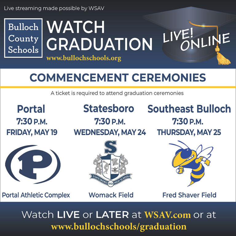 Watch Bulloch County High Schools 2023 Graduation Ceremonies Live ...