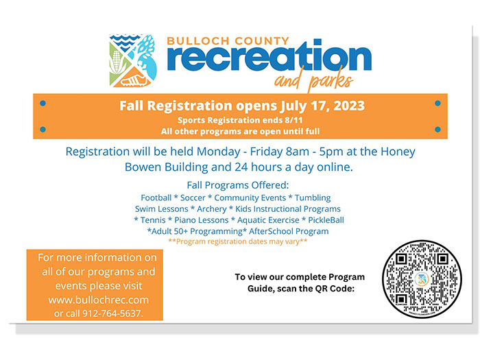fall 23 bulloch recreation and parks registration