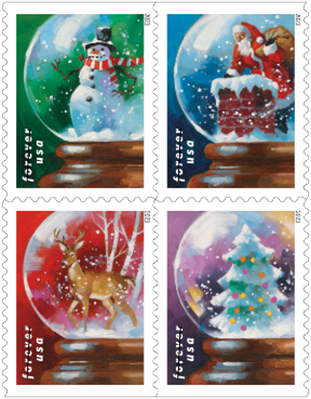 snow-globes stamps usps