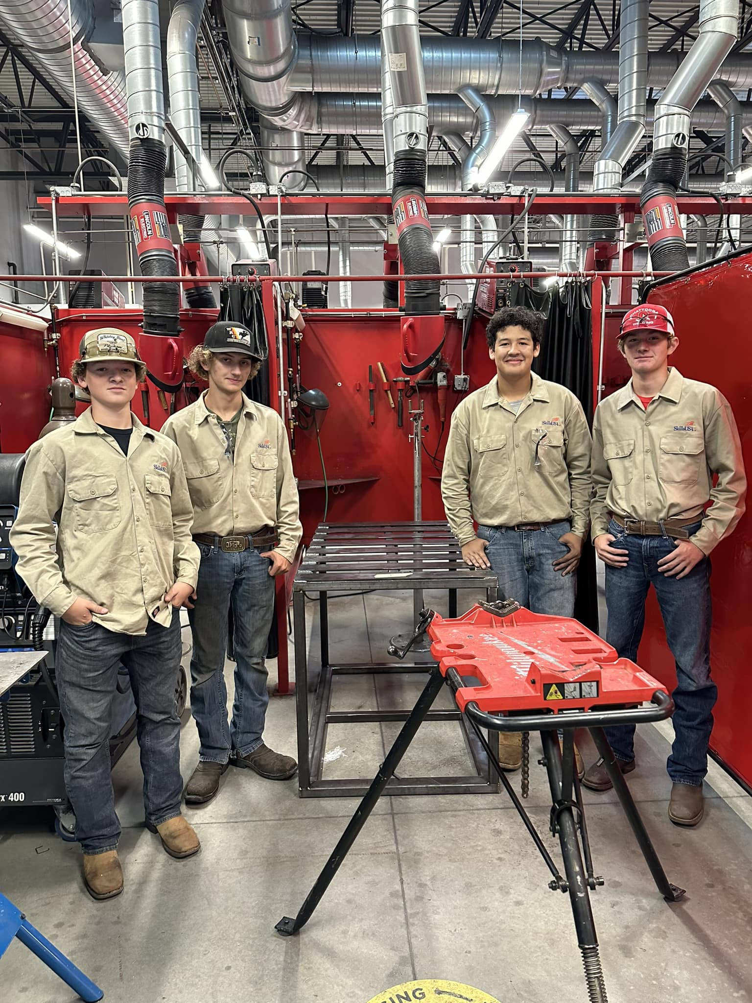 The Chattooga High School Welding Skills Team competed in the MTI-JATT welding competition in Atlanta, Ga.   Gunner Henderson, Evan Fletcher, Gavin Collier, and Connor Ray placed first in welding fabrication at the MTI-JATT welding competition in Atlanta, Ga. 