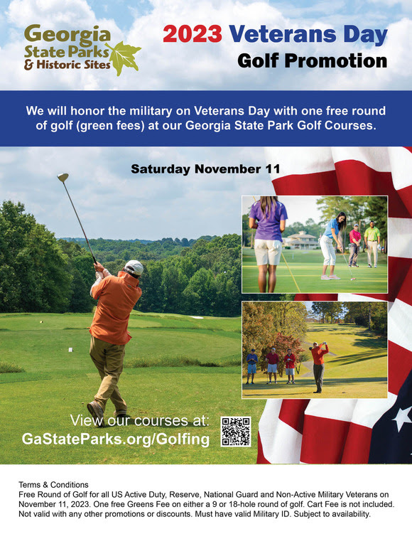 Veterans Day waving greens fees Georgia State Park Golf Courses