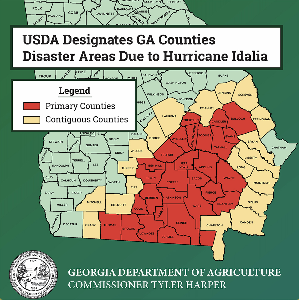 usda ga counties disaster idalia