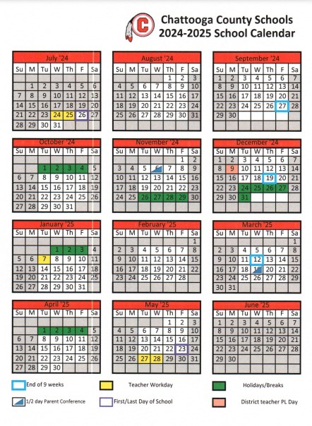 Chattooga County Schools 2024-2025 Calendar - AllOnGeorgia