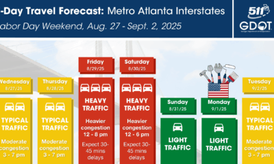 Georgia DOT announces lane closure suspension, best and worst travel times for upcoming Labor Day holiday weekend