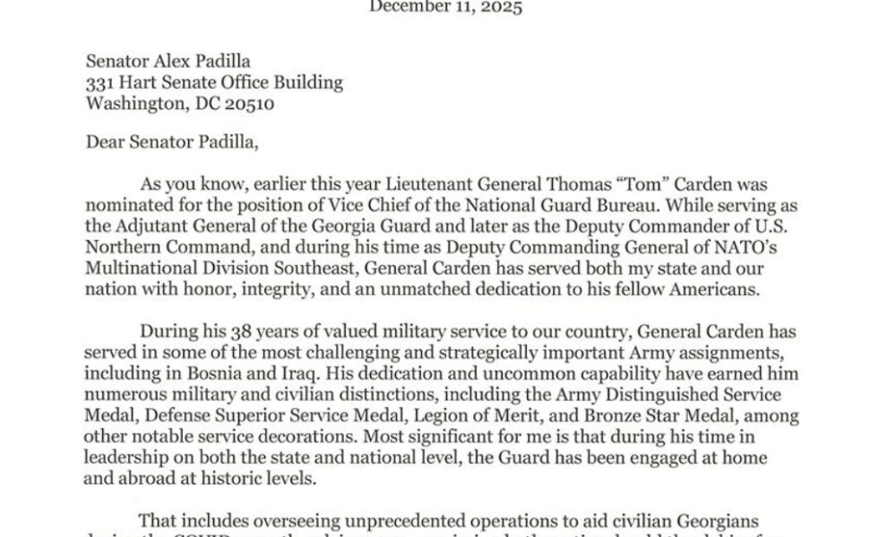 Gov. Kemp to Sen. Padilla: Stop Playing Politics With American Hero