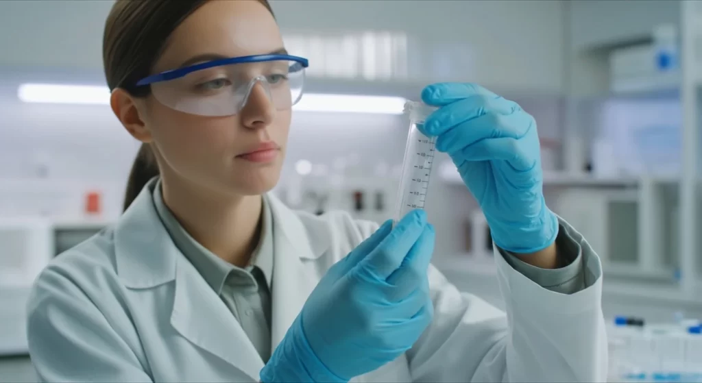 Lab technician analyzing Quiksal saliva drug test