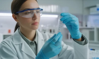 Lab technician analyzing Quiksal saliva drug test